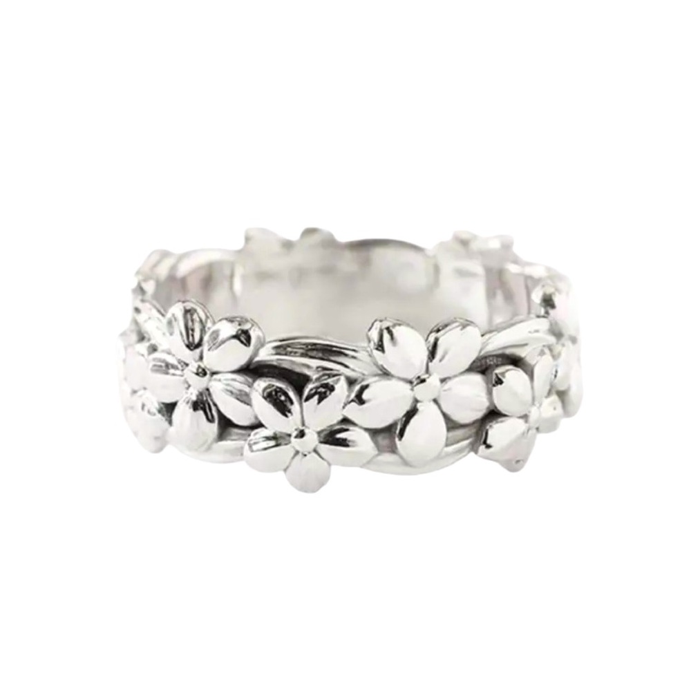 Floral Silvery Ring